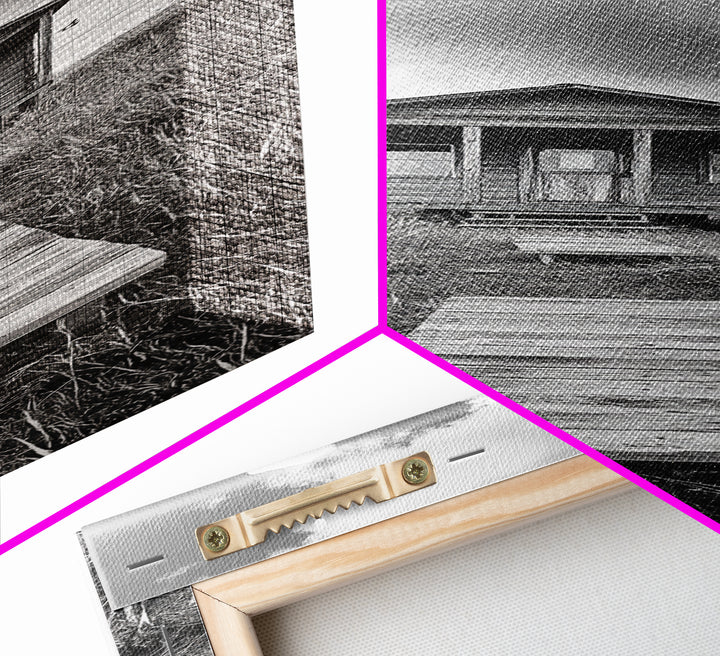 Rustic Cabin, Country Path, Prairie Landscape, Black and White Photo, Framed Canvas Print, Farmhouse Wall Art, Autumn Decor, Nature Style