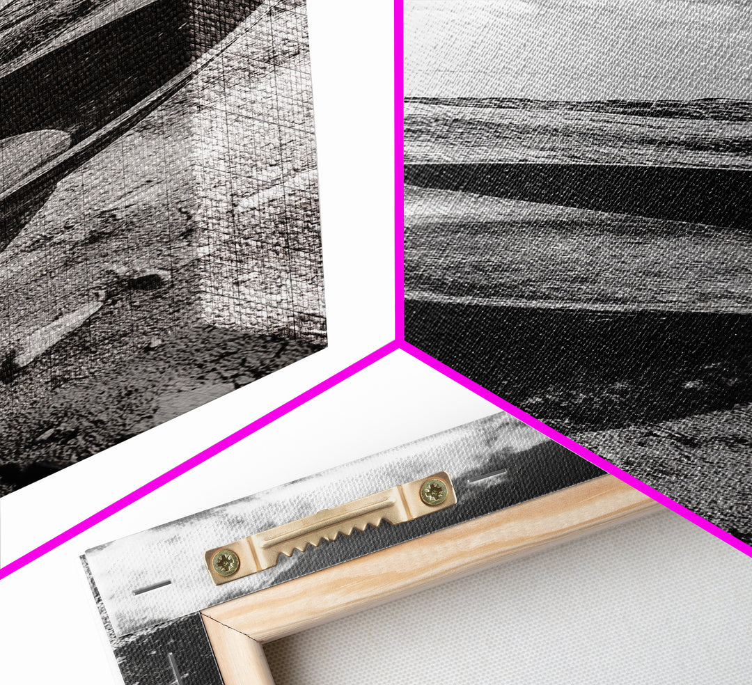 Desert Bowl, Coastal Landscape, Black and White Texture, Minimal Earth Tones, Framed Canvas Print, Rustic Farmhouse Kitchen Wall Art