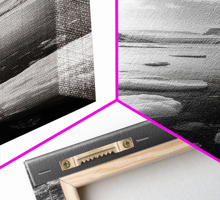 Arctic River, Snowy Mountains, Glacier Melt, Framed Canvas Print, Winter Landscape Art, Modern Living Room Decor, Nordic Aesthetic