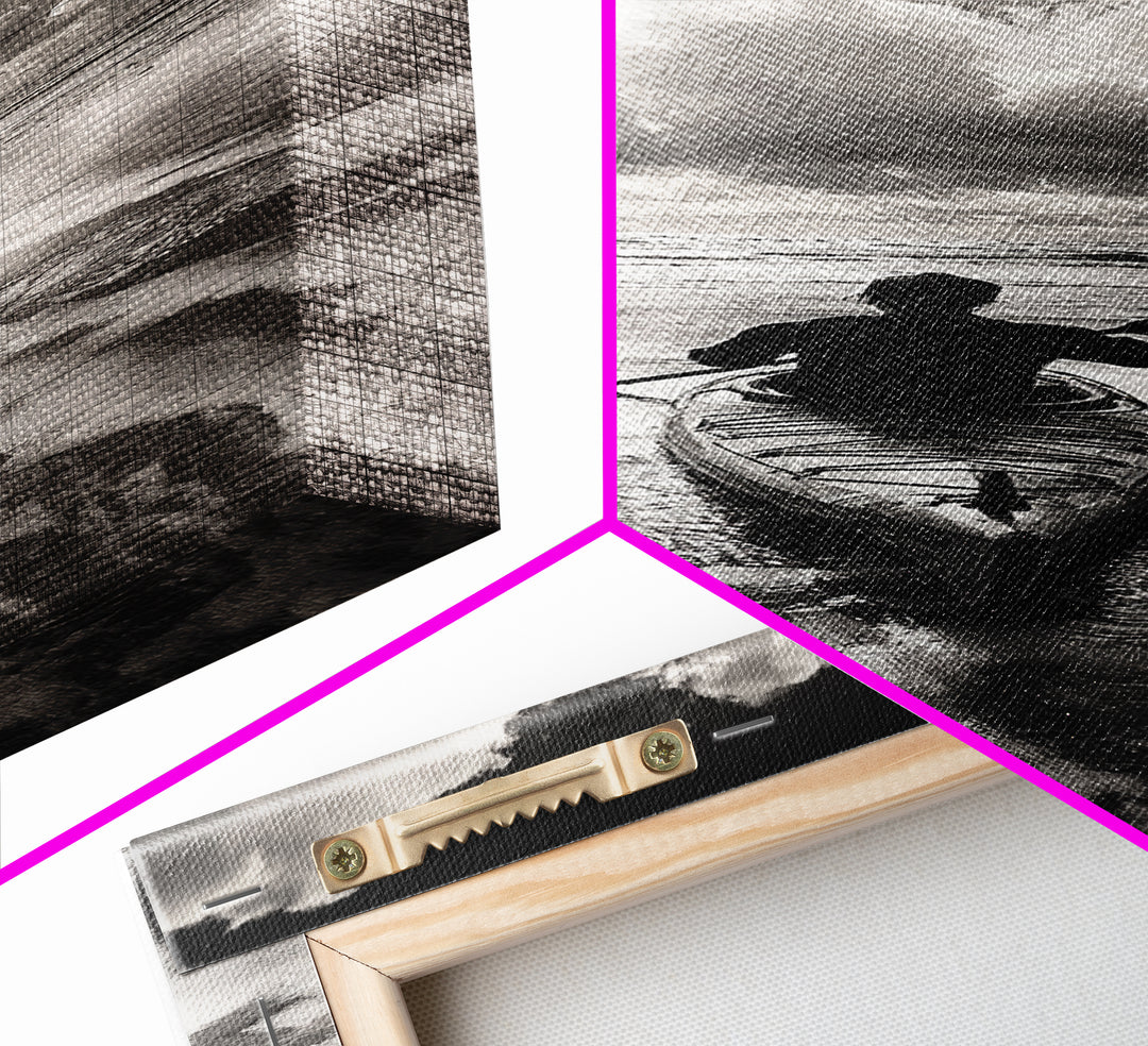 Ocean Adventure, Kayak Journey, Seascape Escape, Framed Canvas Print, Modern Office Wall Art, Coastal Decor, Adventure Photography