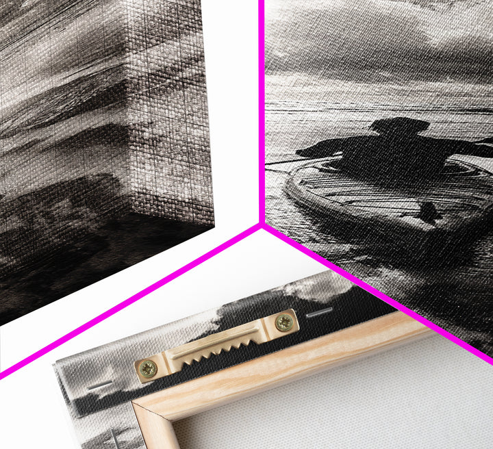 Ocean Adventure, Kayak Journey, Seascape Escape, Framed Canvas Print, Modern Office Wall Art, Coastal Decor, Adventure Photography