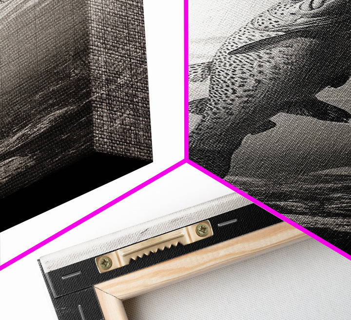 Rising Trout, Underwater Fish, Nature Close-Up, Canvas Print, Cabin Wall Art, Rustic Decor, Fishing Lover Gift, Black and White Art