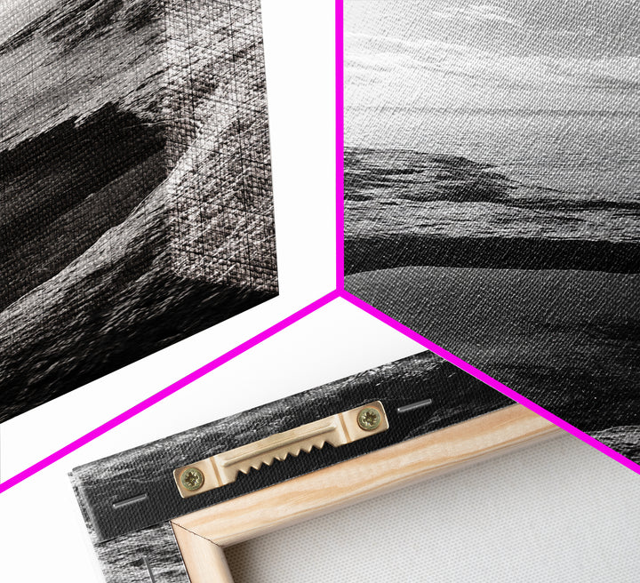 Ocean Cave, Coastal View, Natural Tide Pool, Canvas Print, Bathroom Wall Art, Seaside Decor, Minimalist Landscape, Black and White Art