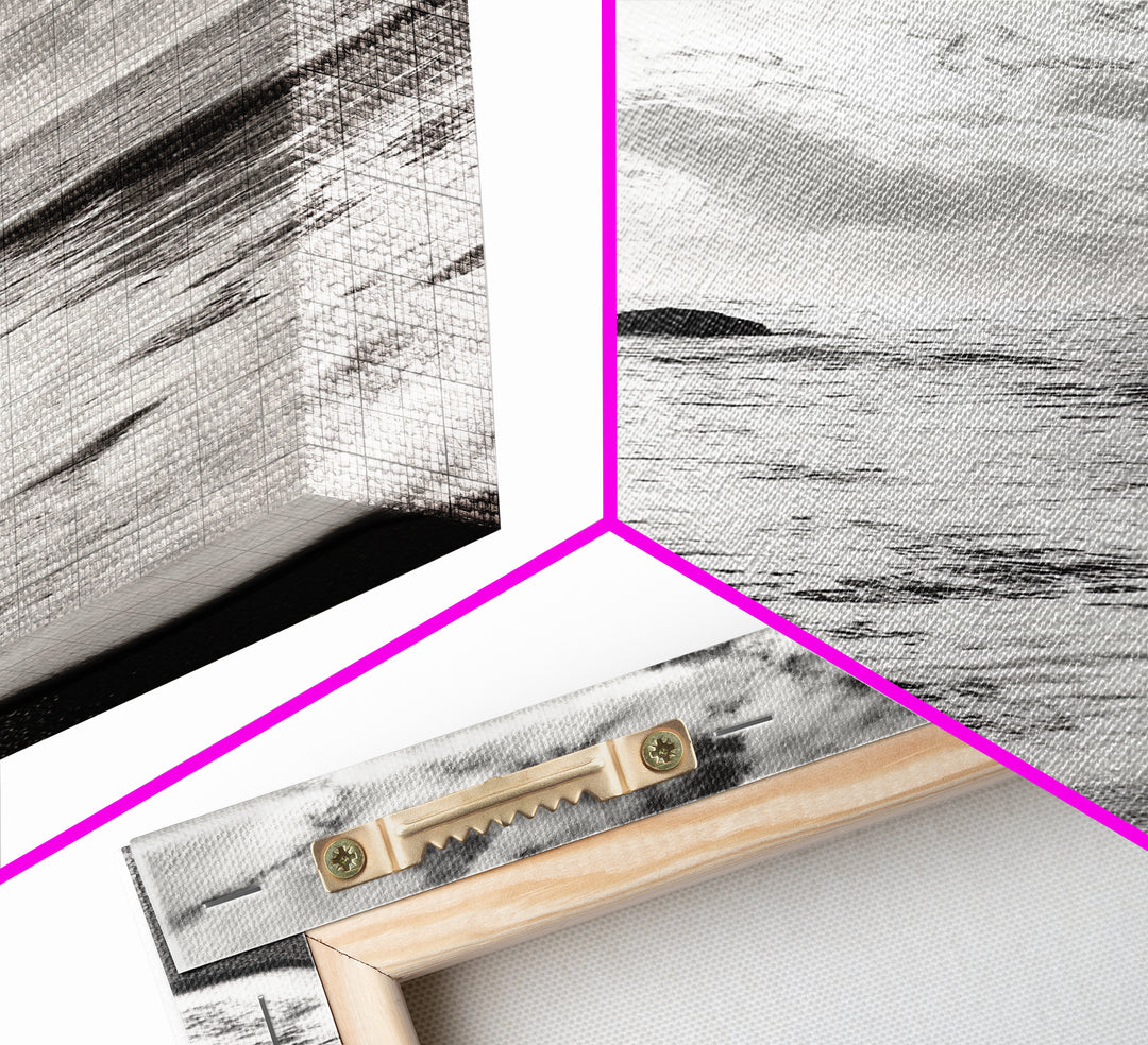 Ocean Sunset Foam, Coastal Waves Print, Seascape Minimalist, Fall Bathroom Decor, Canvas Print, Black White Beach Photography