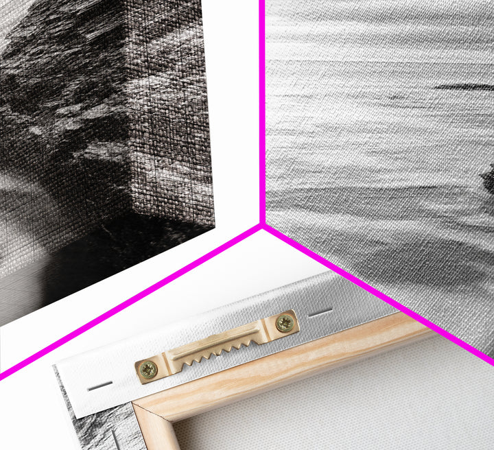 Rocky Sea Gap, Moody Ocean Art, Monochrome Seascape, Minimalist Wall Decor, Canvas Print, Coastal Living Room Wall Art, Living Room Art