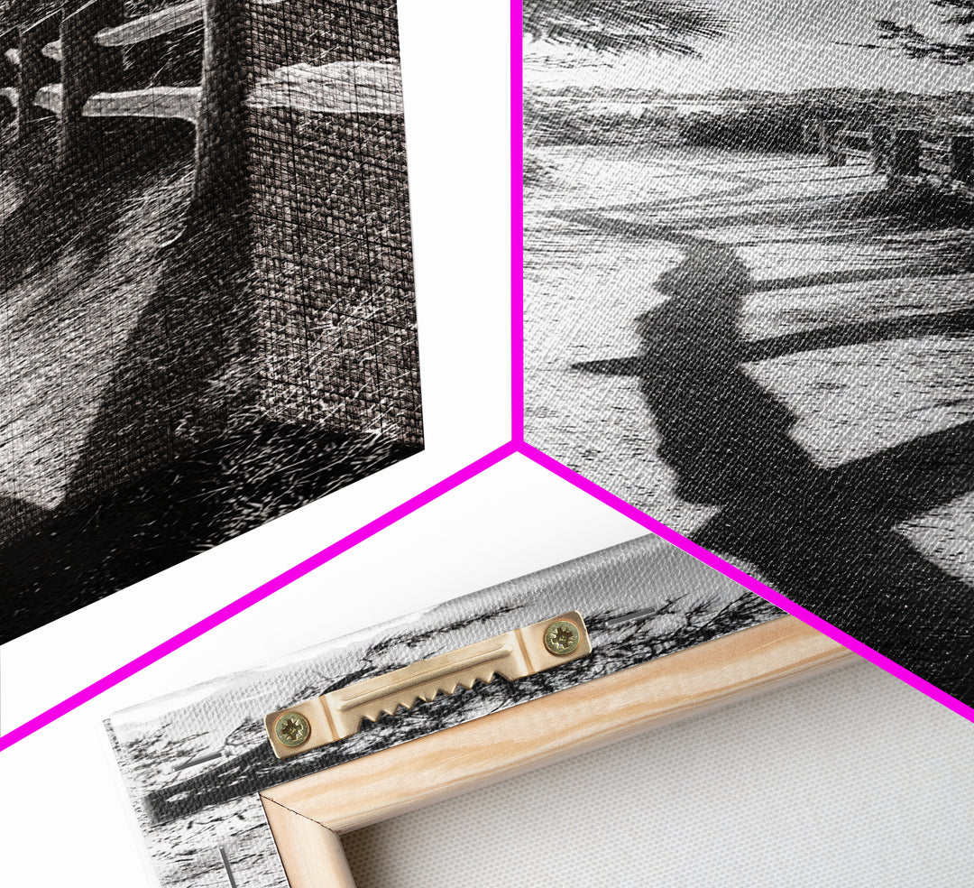 Beach Path, Palm Shadows, Coastal Walkway, Tropical Foliage, Canvas Print, Bathroom or Hallway Wall Art, Coastal Minimalist, Cozy Lodge Decor