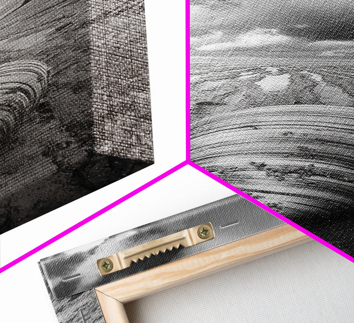 Ocean Clam, Moody Beach, Tidal Lines, Coastal Detail, Canvas Print, Nautical Bathroom Wall Art, Black and White Ocean Decor,  Den Wall Piece