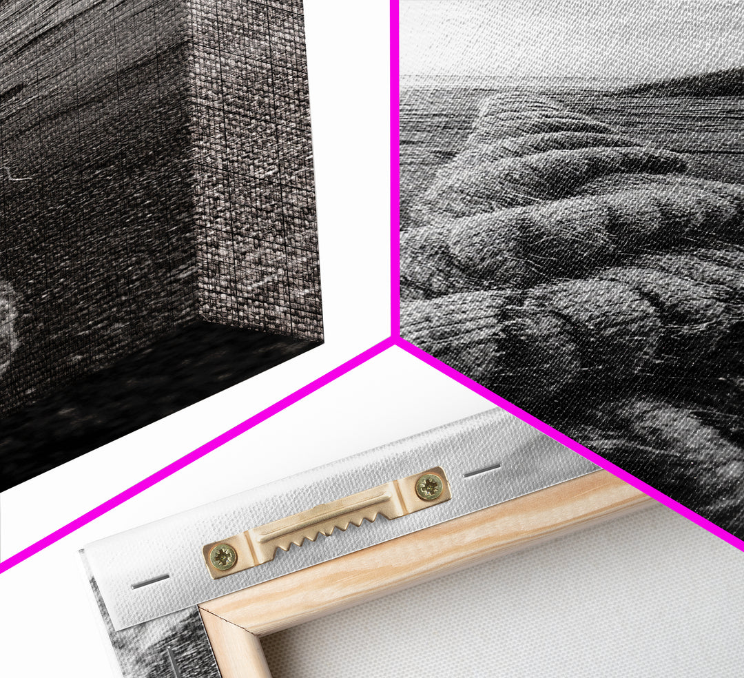 Rope in Sand, Beach Path Perspective, Coastal Journey, Framed Canvas Print, Bathroom Wall Art, Seaside Style, Minimalist Nautical Scene