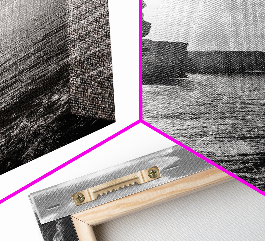 Cliff Edge, Ocean Depth, Moody Seascape, Framed Canvas Print, Coastal Wall Art, Black and White Photography, Office or Study Decor