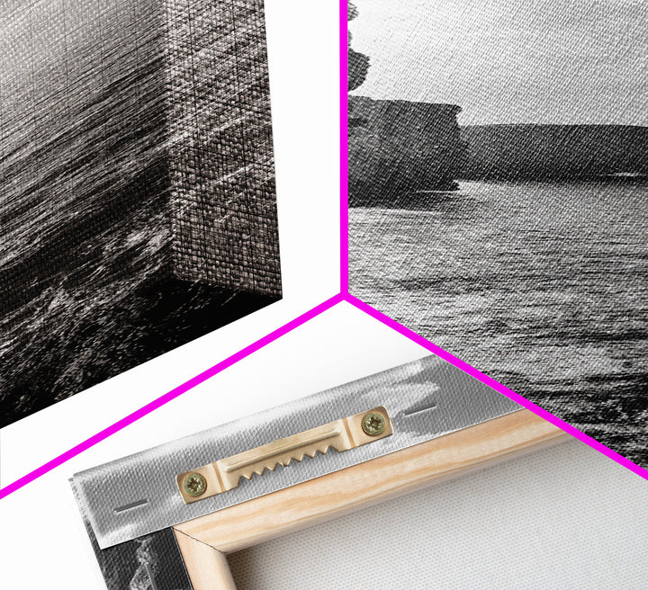 Cliff Edge, Ocean Depth, Moody Seascape, Framed Canvas Print, Coastal Wall Art, Black and White Photography, Office or Study Decor