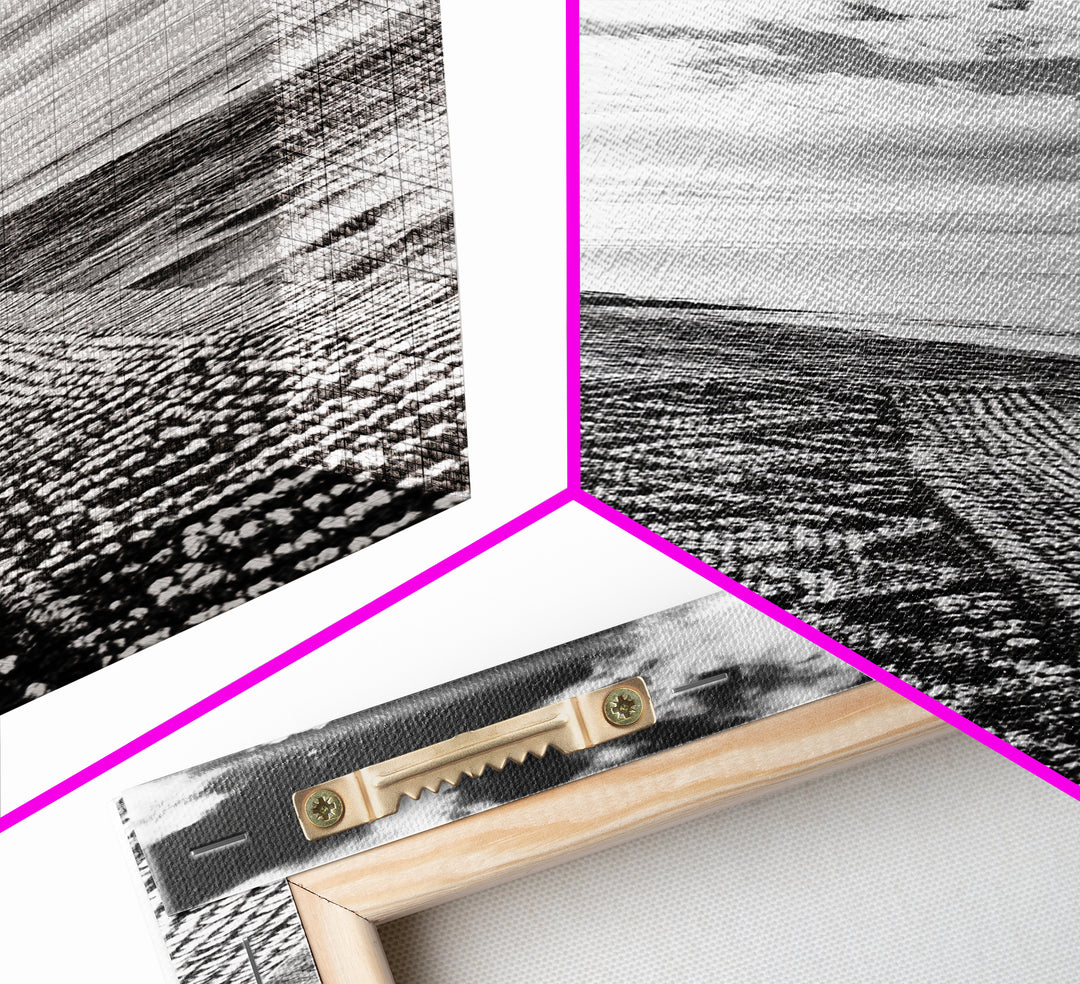 Beach Tapestry, Peaceful Shoreline, Boho Coastal, Framed Canvas Print, Yoga Room Wall Art, Neutral Beach Decor, Relaxing Home Vibe