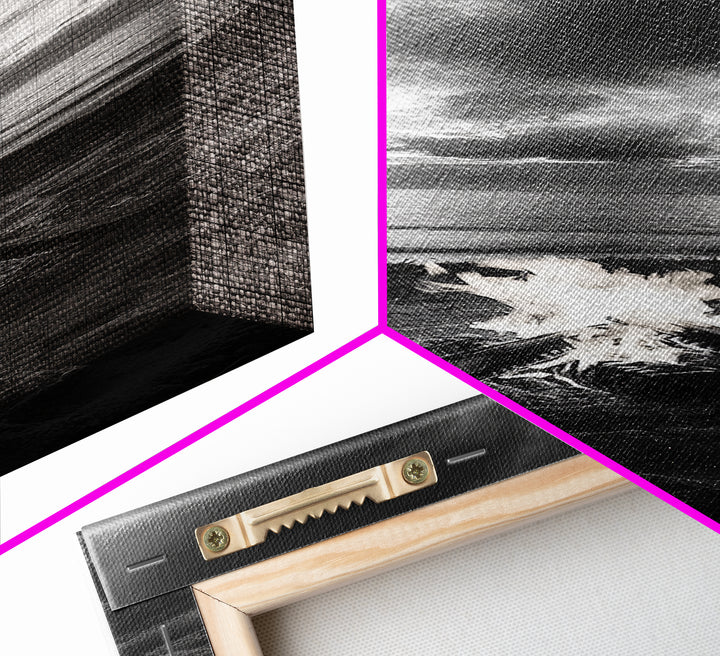 Campfire Glow Dusk, Beach Bonfire, Ocean Sunset Flame, Cozy Evening Mood, Framed Canvas Print, Fall Wall Art, Cabin Living Room Decor