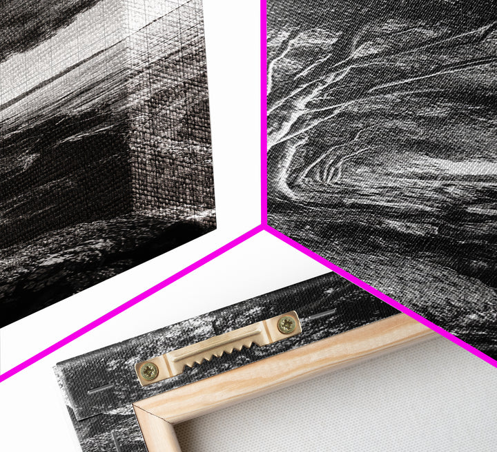 Riverside Trees, Rocky Shore, Natural Light, Canvas Print, Tranquil Forest Photography, Boho Nature Decor, Living Room Wall Art