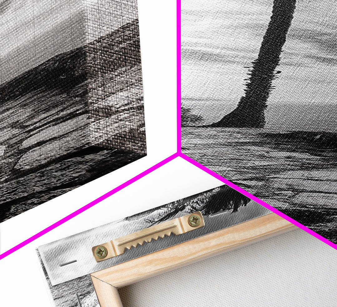 Coastal Palm Tree, Rustic Seaside Wall Art, Mediterranean Courtyard Print, Tropical Summer Decor, Framed Canvas Print, Kitchen Art