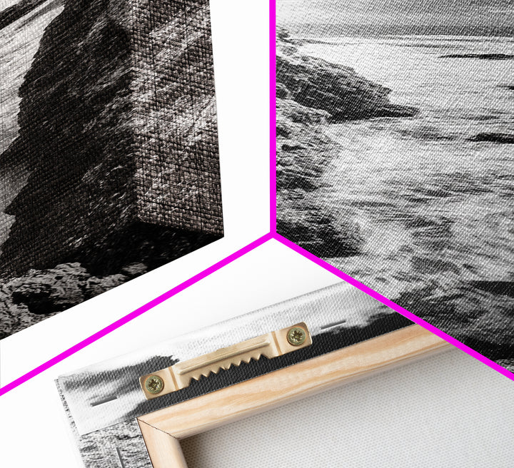 Coastal Cliff Waves, Rugged Seaside Art, Ocean Rock Photography, Bold Nature Wall Decor, Modern Bathroom Accent, Canvas Print