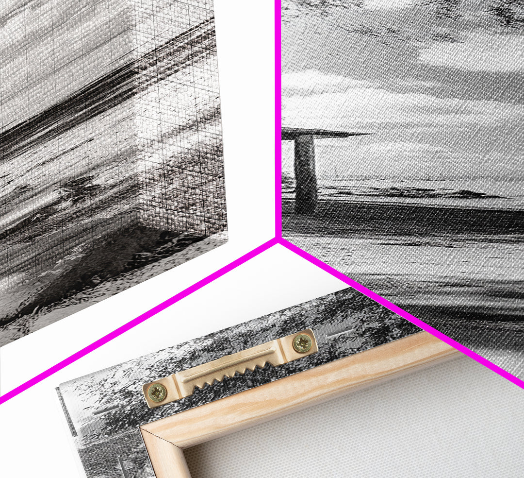 Coastal Bench, Ocean Peace, Nature Retreat, Minimal Landscape, Canvas Print, Zen Wall Art, Bedroom or Entryway Decor, Calm Beach Scene