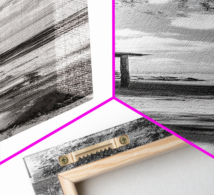 Coastal Bench, Ocean Peace, Nature Retreat, Minimal Landscape, Canvas Print, Zen Wall Art, Bedroom or Entryway Decor, Calm Beach Scene