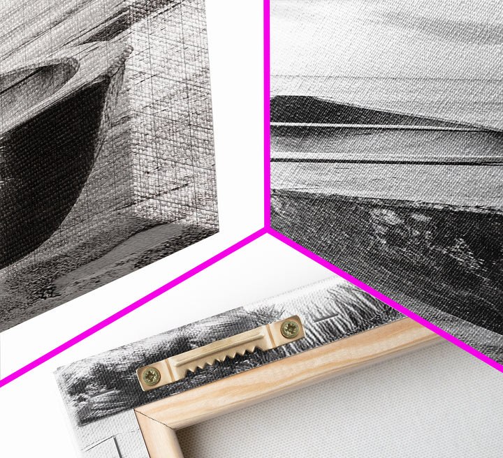 Canoe Shoreline, Island Escape, Tropical Minimalist, Ocean Mood, Framed Canvas Print, Beach House Decor, Bathroom Print, Hallway Wall Art