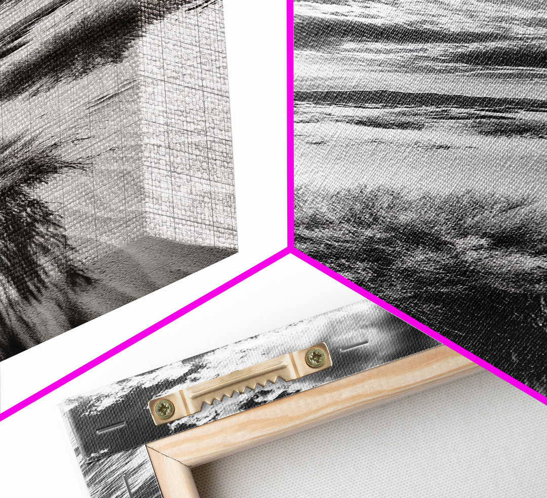 Desert Sun Shadows, Dune Landscape Art, Black White Wilderness, Framed Canvas Print, Boho Office Wall Art, Southwestern Minimal Style