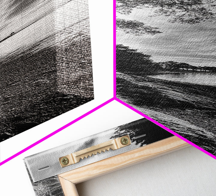 Coastal Tree, Ocean Horizon, Windswept Shore, Nature Calm, Moody Sky, Framed Canvas Print, Office Wall Art, Coastal Rustic Aesthetic