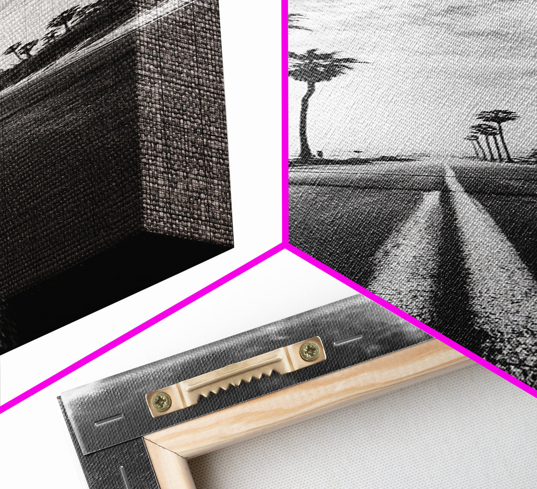 Coastal Highway, Palm Trees, Dramatic Sky, Framed Canvas Print, Modern Beach Photography, Office Decor, Urban Boho Art, Nature Lover Gift