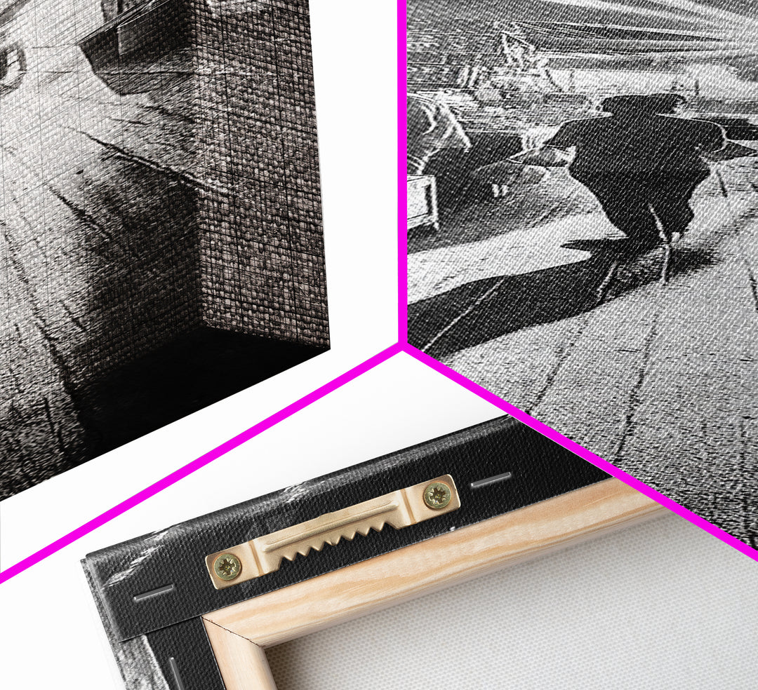 Dockside Market Light, Urban Waterfront Print, Golden Hour Street Scene, Canvas Print, Kitchen Wall Art, Moody City Photography