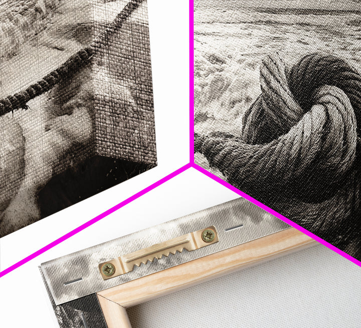 Ocean Knot, Stormy Sea, Nautical Rope, Seaside Wall Decor, Canvas Print, Rustic Coastal Wall Art, Bathroom Nautical Theme