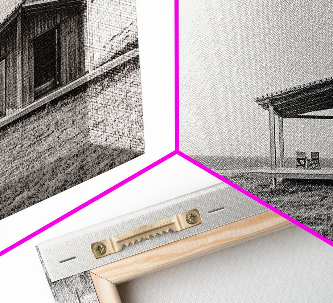 Beach Cabin, Coastal Escape, Minimalist Home, Seaside Solitude Scene, Canvas Print, Boho Beach Wall Art, Guest Room Decor