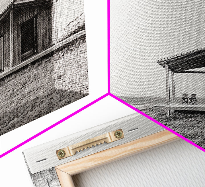 Beach Cabin, Coastal Escape, Minimalist Home, Seaside Solitude Scene, Canvas Print, Boho Beach Wall Art, Guest Room Decor