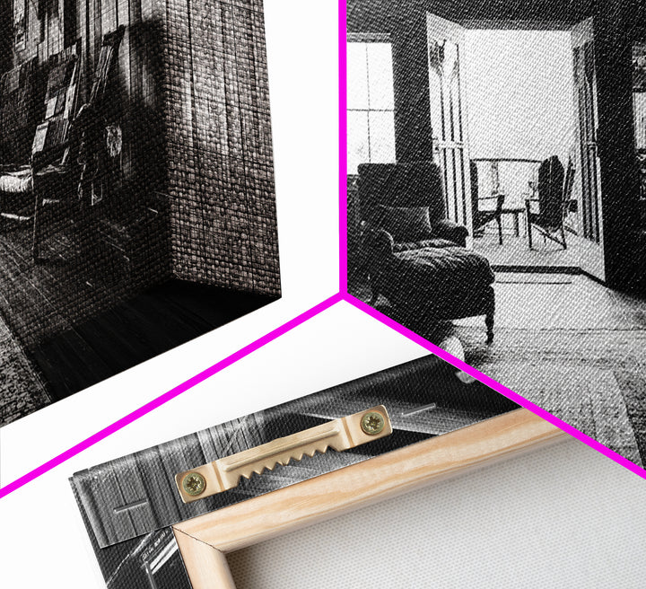 Cozy Cabin Interior, Rustic Living Space, Wood Wall Charm, Canvas Print, Country Living Room Art, Americana Wall Photography