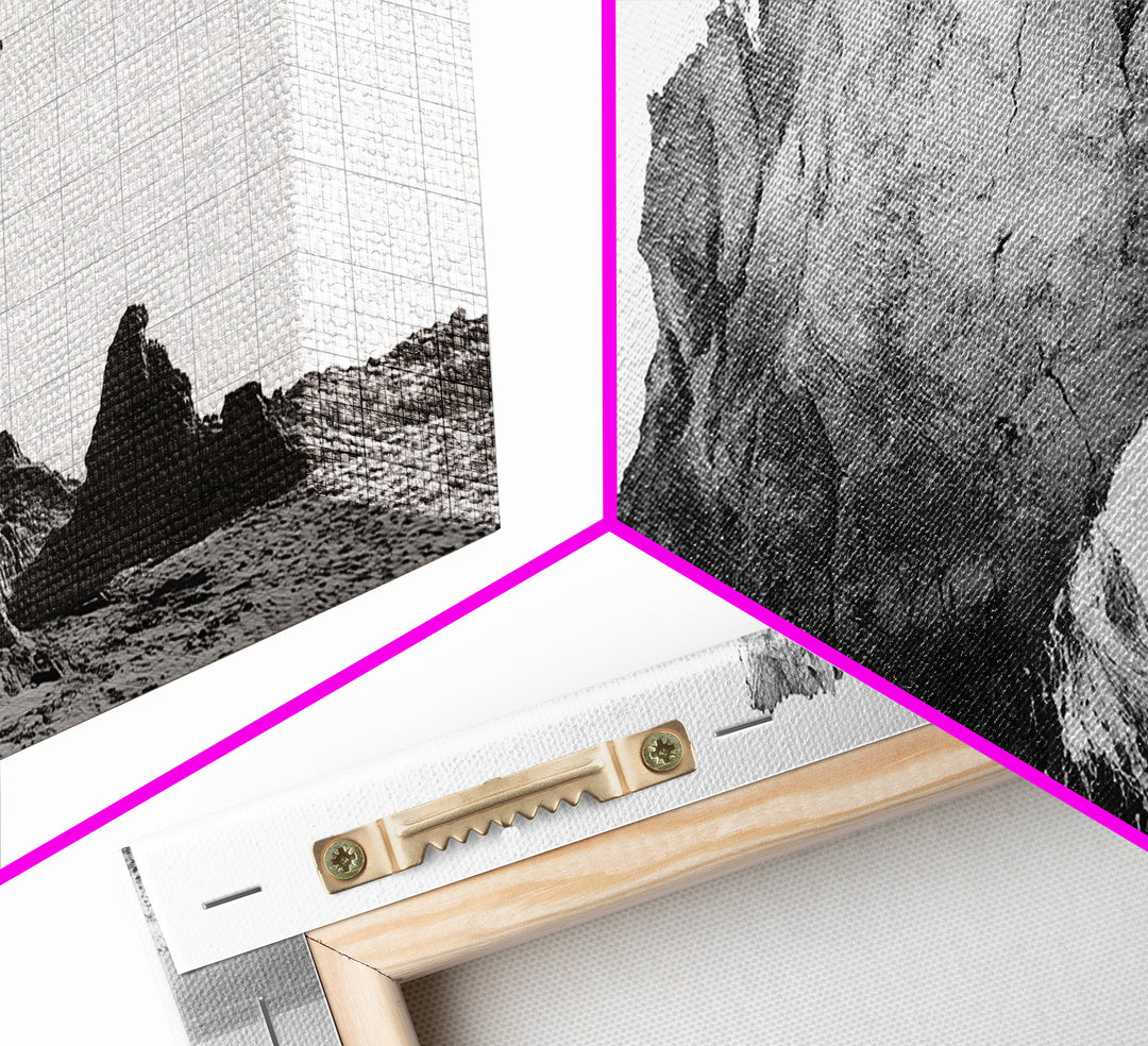 Desert Rock Tower, Surreal Landscape, Modern Nature Art, Canvas Print, Black and White Office Decor, Minimalist Style Piece, Bedroom Wall Art