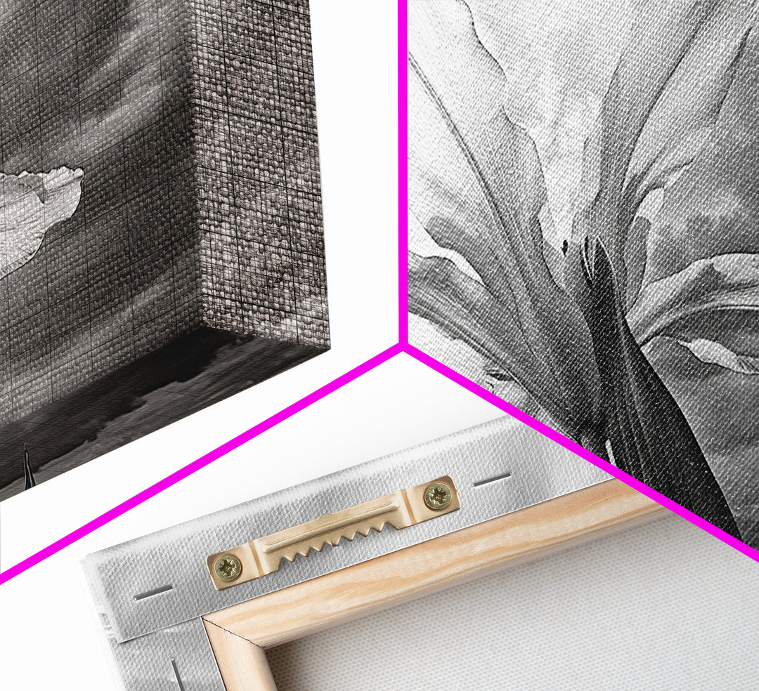 Blooming Iris, Floral Sky, Dreamy Nature, Petal Light, Framed Canvas Print, Modern Bedroom Art, Feminine Wall Art, Botanical Home Decor