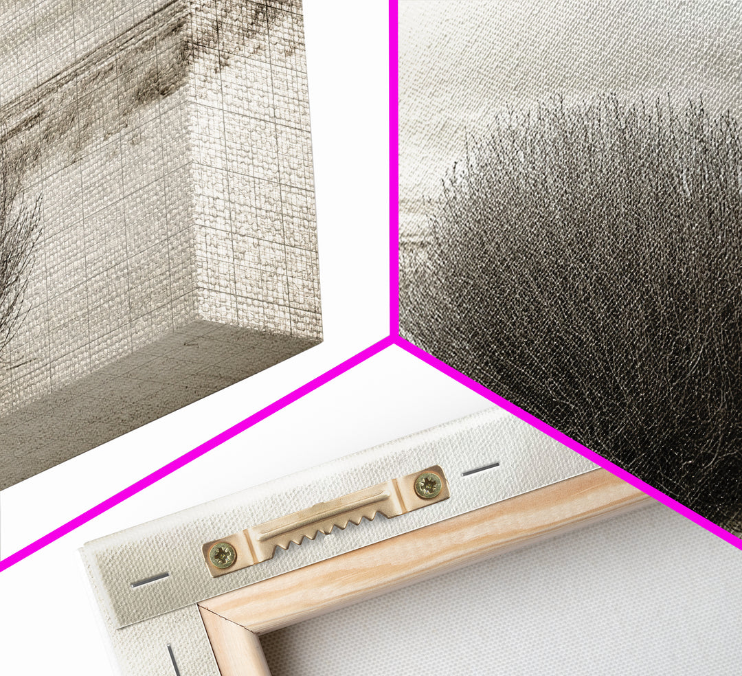 Desert Bush, Minimal Landscape, Dune Scene, Sand Calm, Framed Canvas Print, Boho Bedroom Art, Neutral Wall Decor, Minimalist Style