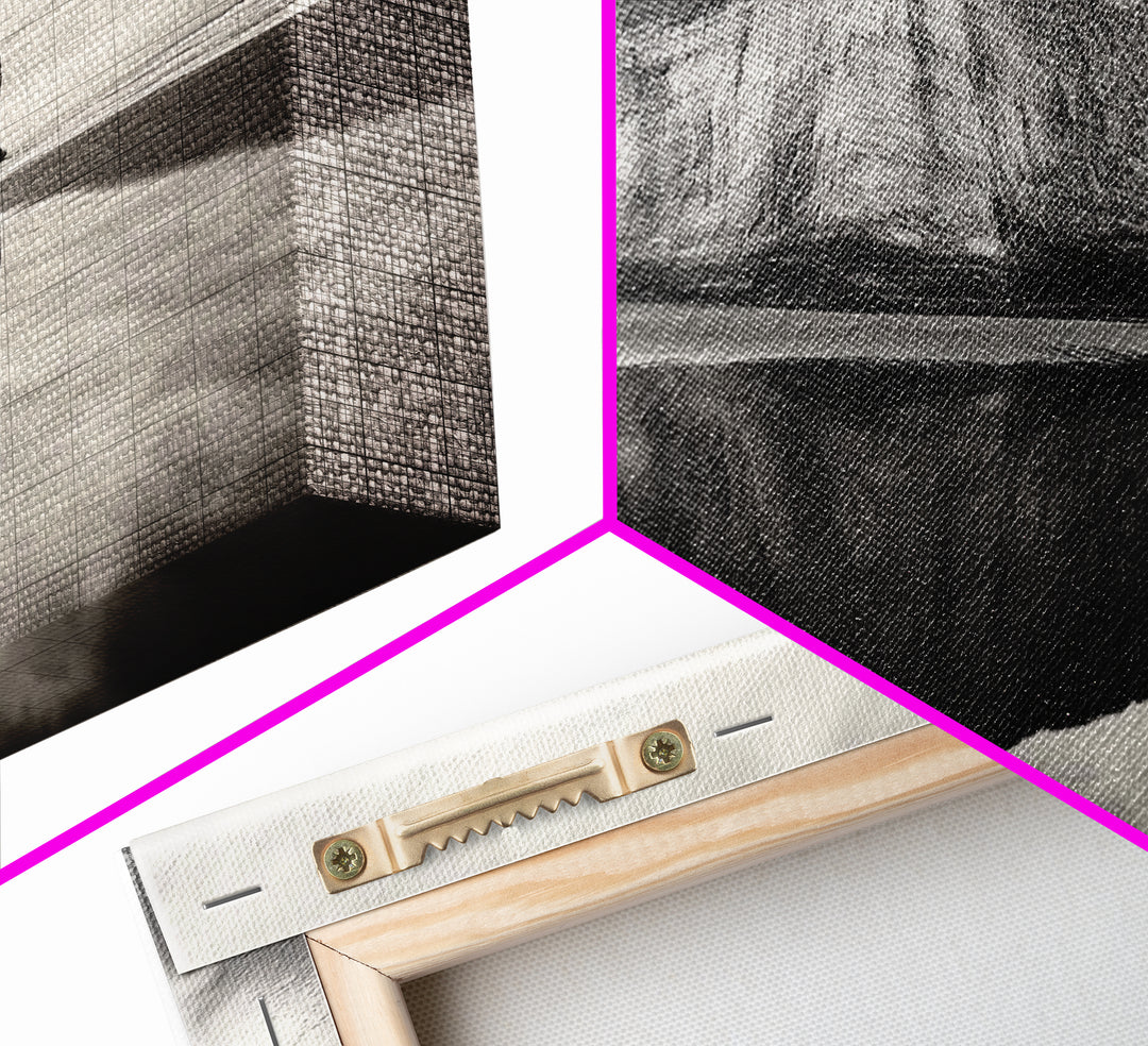 Cliff Reflection, Coastal Monolith, Seashore Beauty, Sunset Vibes, Framed Canvas Print, Living Room Art, Minimalist Beach Scene