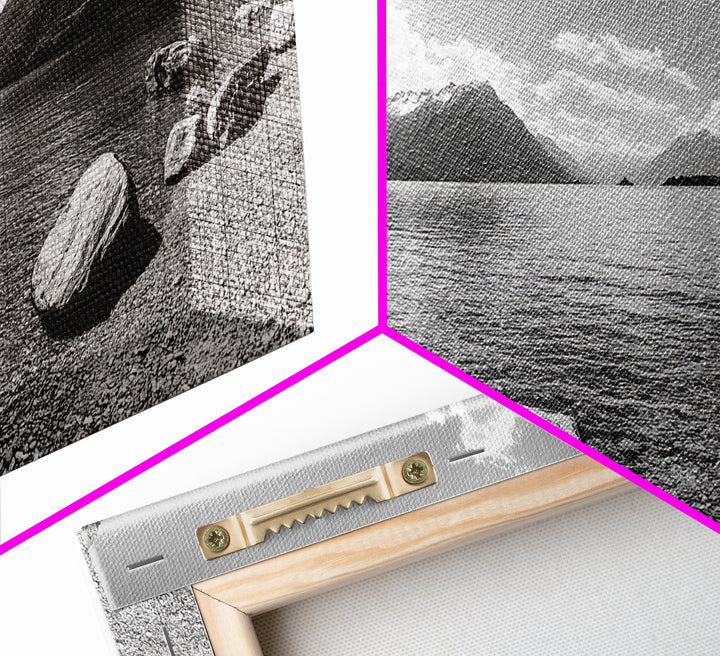 Alpine Lake Print, Mountain Reflection Art, Nature Photography, Black and White Canvas Print, Minimalist Living Room, Cabin Wall Decor