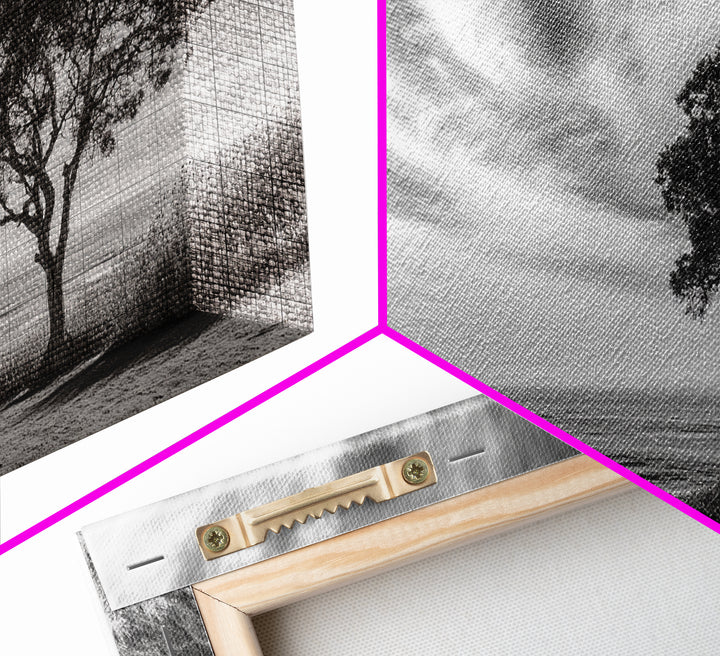 Coastal Tree Cliff, Ocean Breeze Scene, Scenic Nature Vibes, Framed Canvas Print, Boho Bedroom or Serene Living Room Wall Art