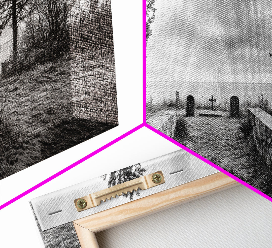 Coastal Graveyard, Moody Seascape, Quiet Reflection Scene, Framed Canvas Print, Gothic Office or Haunted Fall Wall Art Decor, Hallway Wall Art