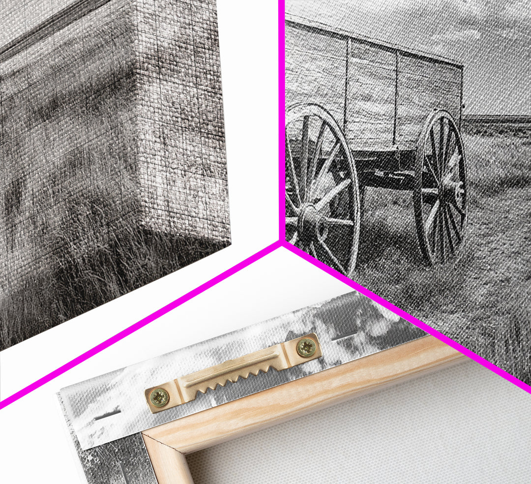 Prairie Wagon, Western Landscape, Old West Photography, Framed Canvas Print, Farmhouse Entryway or Rustic Fall Living Room Art