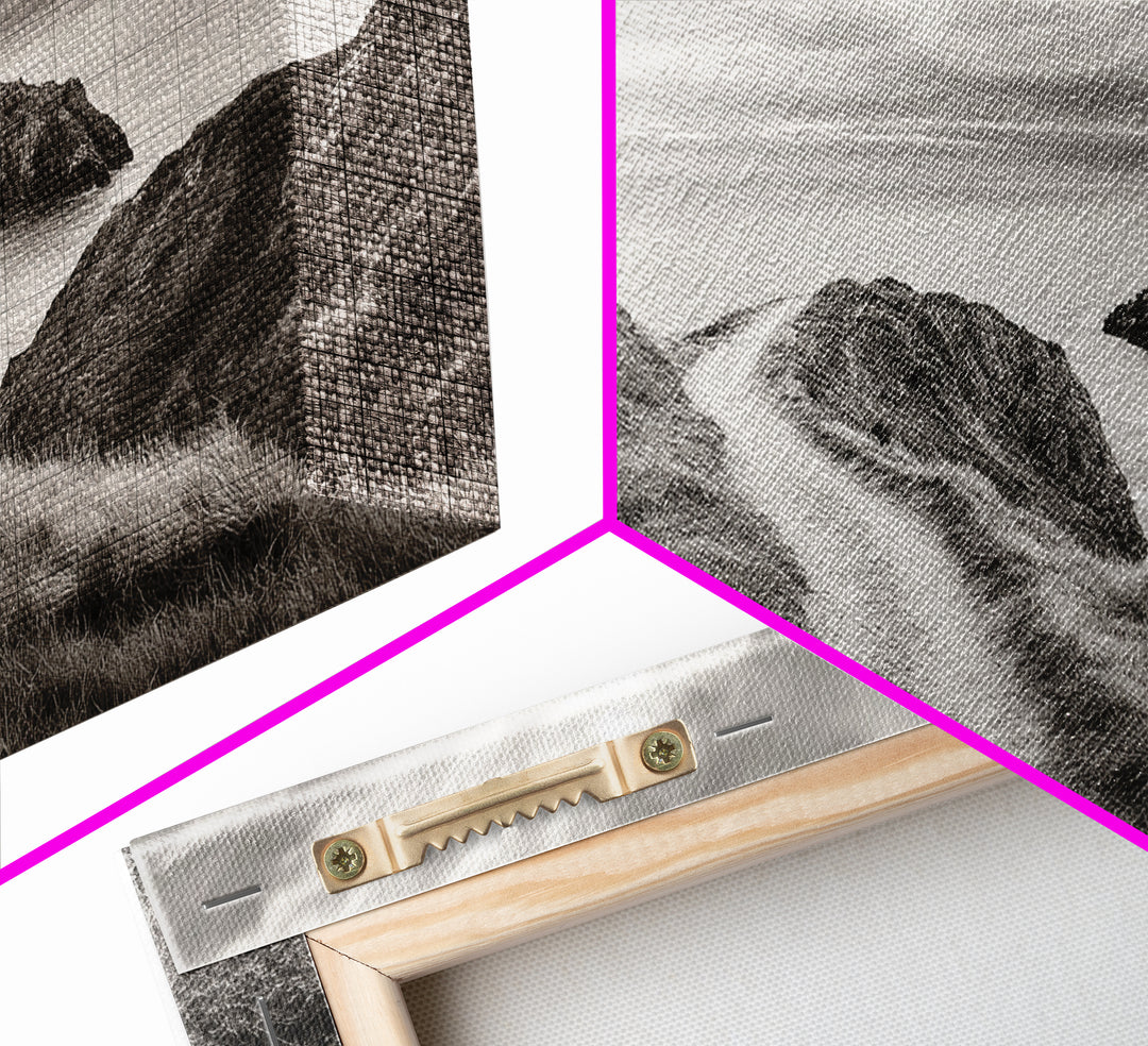 Coastal Cliff Path, Ocean View Trail, Windswept Grass Art, Seaside Wall Decor, Framed Canvas Print, Bedroom Art, Nature Lover Gift