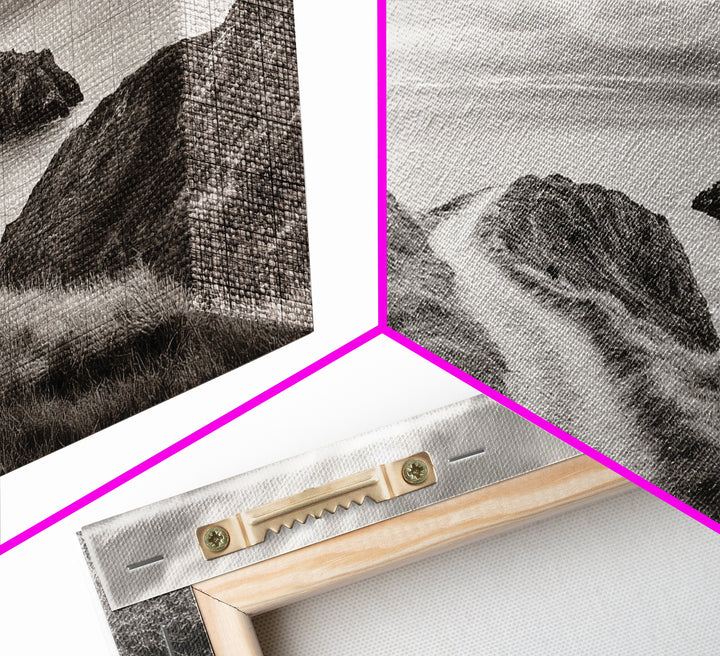 Coastal Cliff Path, Ocean View Trail, Windswept Grass Art, Seaside Wall Decor, Framed Canvas Print, Bedroom Art, Nature Lover Gift