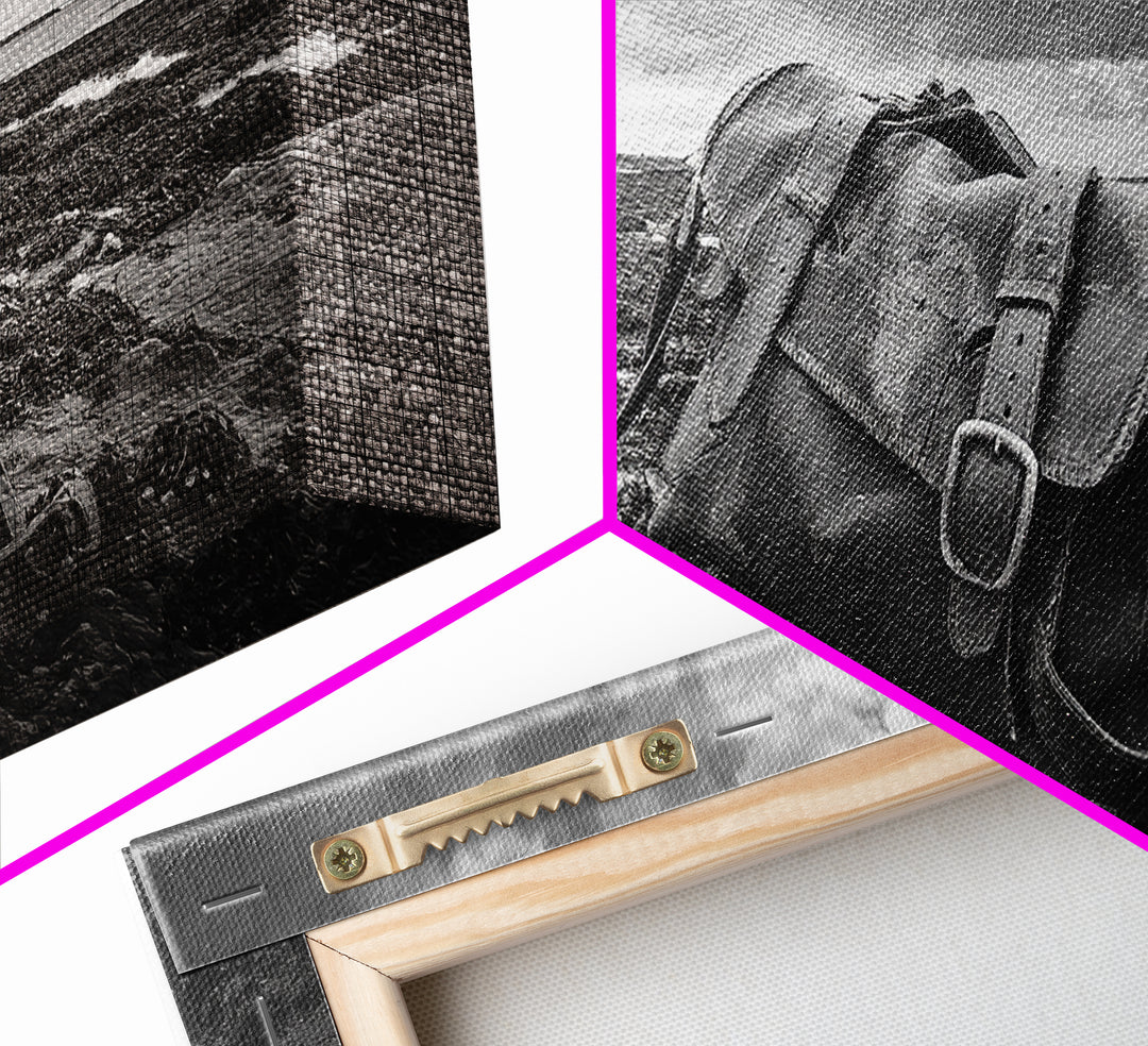 Abandoned Satchel, Coastal Mystery Art, Lost and Found Decor, Moody Beach Scene, Canvas Print, Study Wall Art, Nautical Rustic Aesthetic