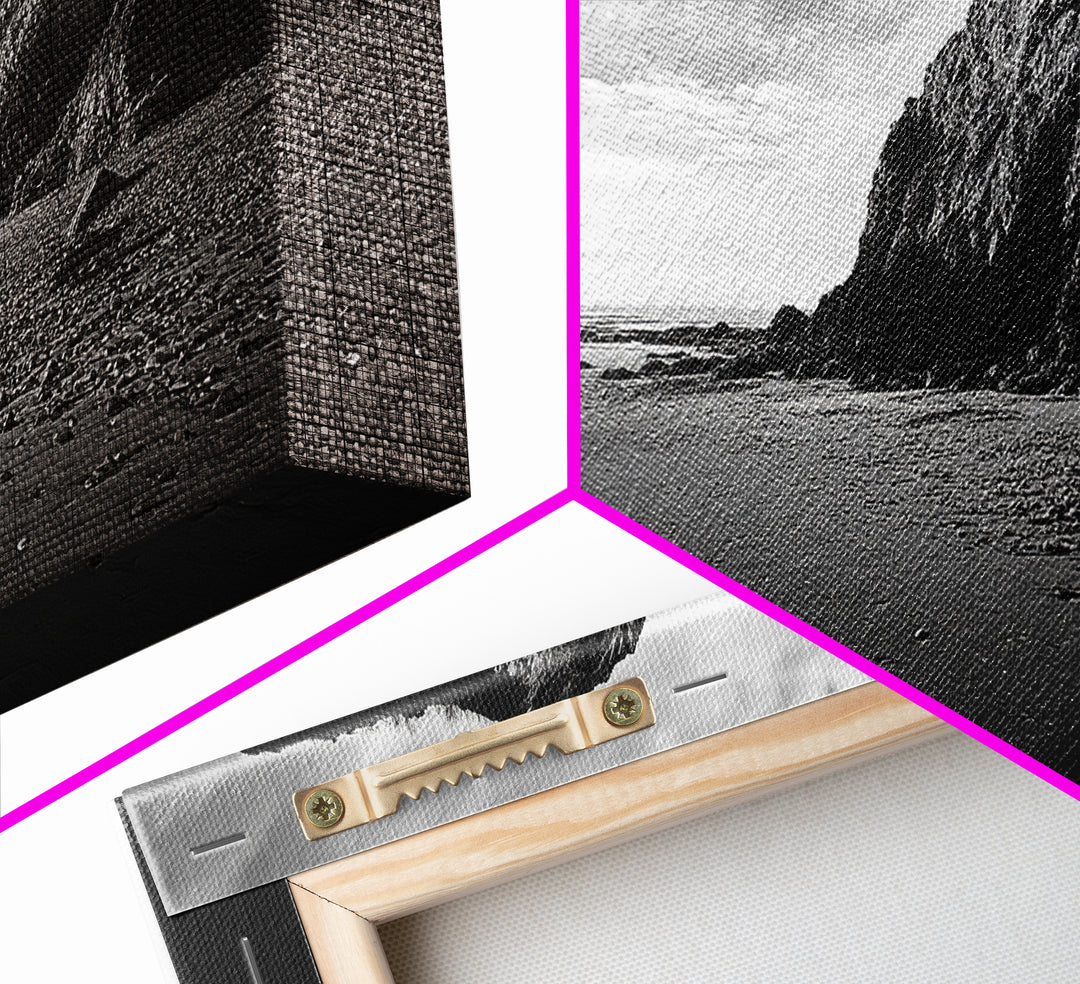 Coastal Rock Cliff, Dramatic Shore Scene, Sunset Beach Landscape, Nature Power Mood, Canvas Print, Office Wall Art, Modern Rustic Decor