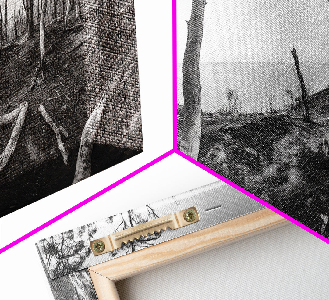 Burnt Forest, Moody Trees, Coastal Landscape, Nature Scene, Framed Canvas Print, Rustic Wall Art, Boho Decor, Fall Home Aesthetic