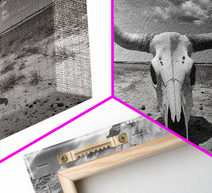 Cow Skull, Desert Bones, Wild West Skull, Country Vibe Decor, Canvas Print, Western Wall Art, Rustic Bedroom or Hallway Accent