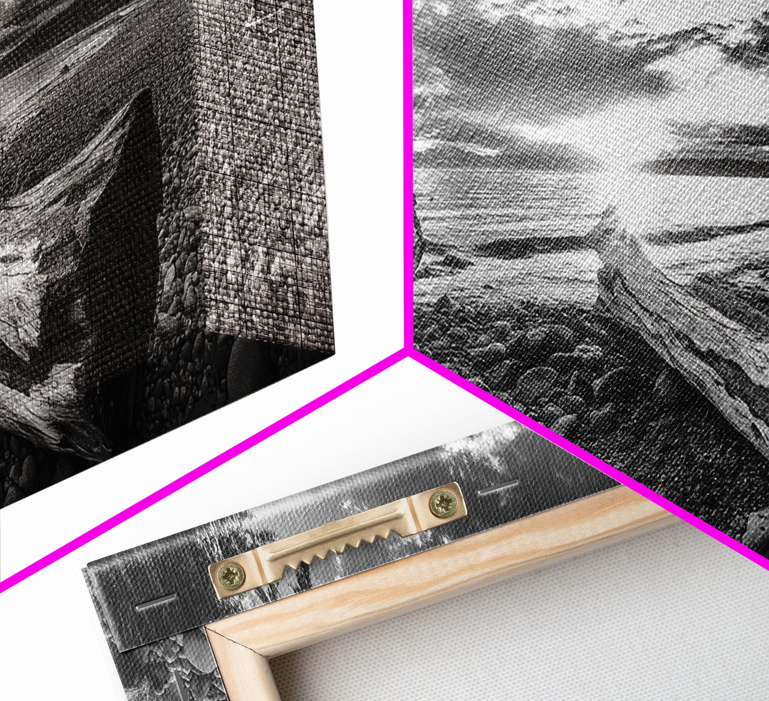 Driftwood Coastline, Rocky Beach Sunset, Nature Wall Art, Framed Canvas Print, Rustic Lake House Decor, Fall Coastal Aesthetic