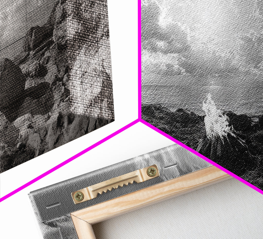 Coastal Campfire, Ocean Sunset, Rocky Shore, Bonfire Glow, Canvas Print, Nature Wall Art, Autumn Cabin Decor, Outdoor Retreat Style