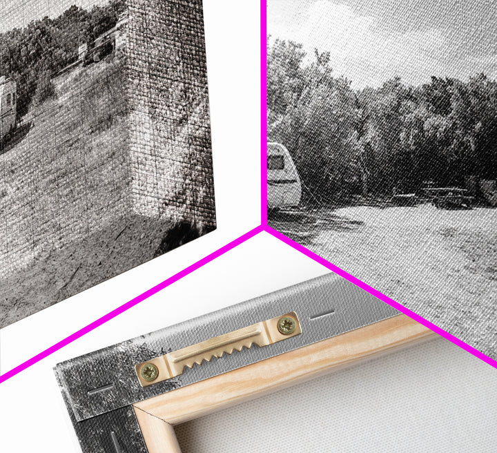 Camper Vans, Nature Escape, Forest Glamping, Sunny Grove, Canvas Print, Rustic Wall Art, Adventure Lover Gift, Living Room Decor