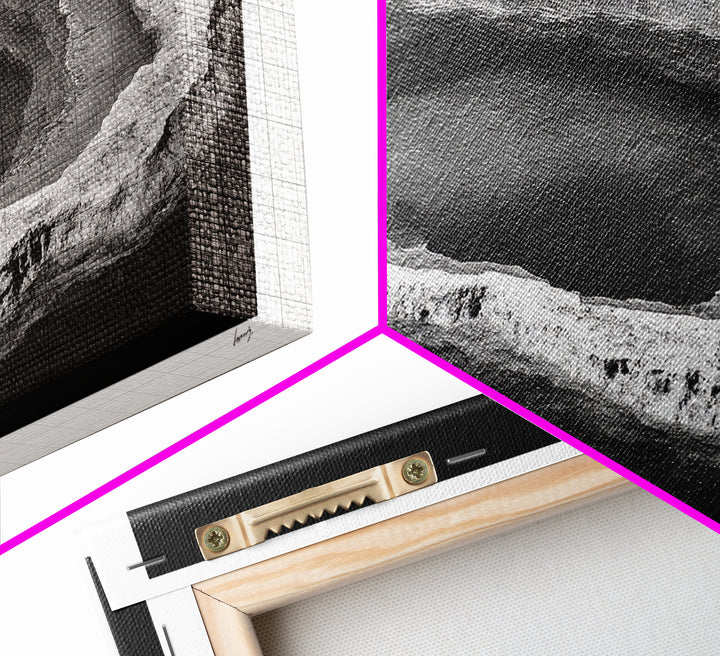 Natural Mineral Pool, Geothermal Abstract, Monochrome Texture, Framed Canvas Print, Minimalist Wall Art, Bathroom or Spa Decor