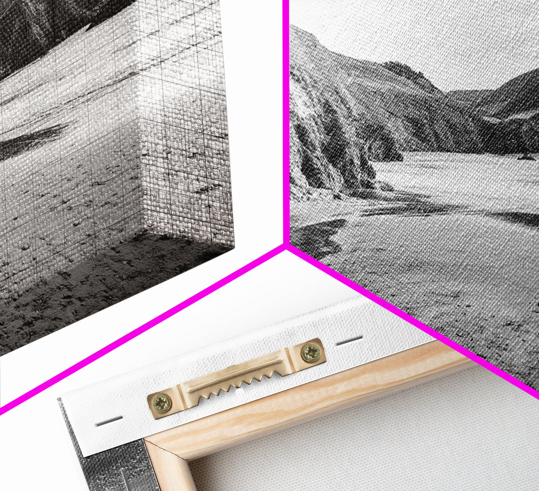 Coastal Cliffs, Ocean Shore, Scenic Beach, Framed Canvas Print, Nature Photography, Bathroom Wall Art, Neutral Tones, Coastal Home Decor