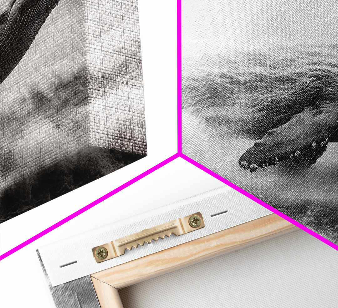 Breaching Whale, Ocean Waves, Marine Power, Framed Canvas Print, Nautical Bathroom Wall Art, Whale Watching Theme, Coastal Photography Art